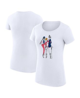 G-III 4Her by Carl Banks Women's White Cleveland Guardians Super-Slim Fit Lightweight Baseball Girls T-Shirt