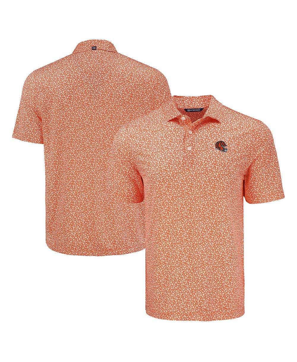 Мужская рубашка-поло Cutter & Buck Orange Cincinnati Bengals Pike Eco Flora Print