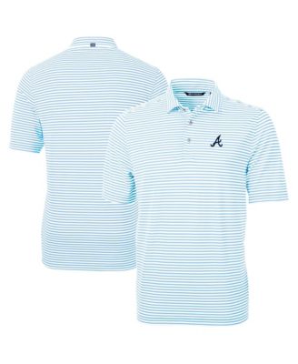 Мужская поло рубашка Cutter & Buck Atlanta Braves Virtue Eco Pique Stripe, светло-голубая