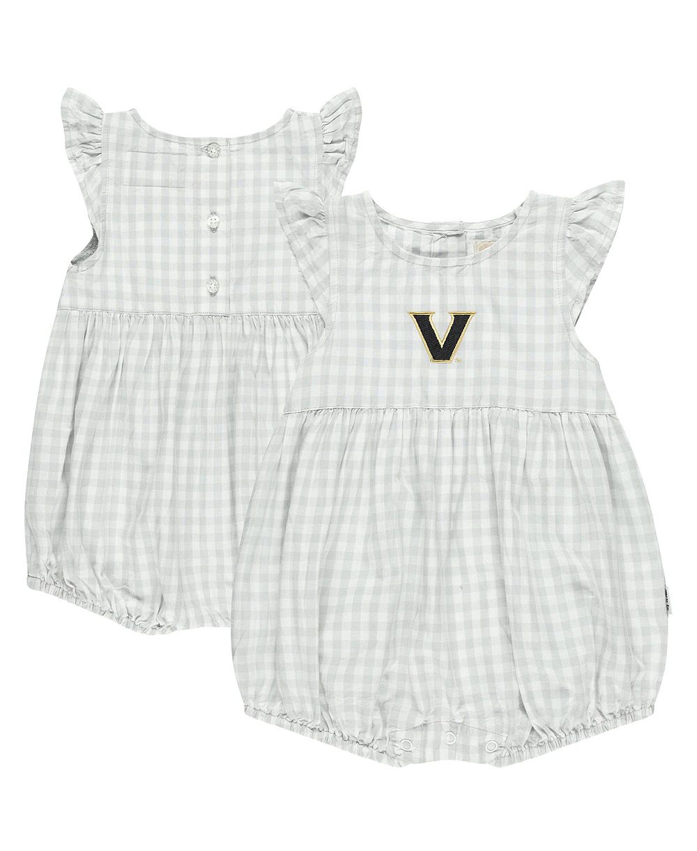 Боди Garb Baby Girls Gray Vanderbilt Commodores Cara Gingham Ruffled