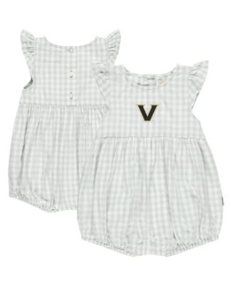 Garb Baby Girls Gray Vanderbilt Commodores Cara Gingham Ruffled Bodysuit