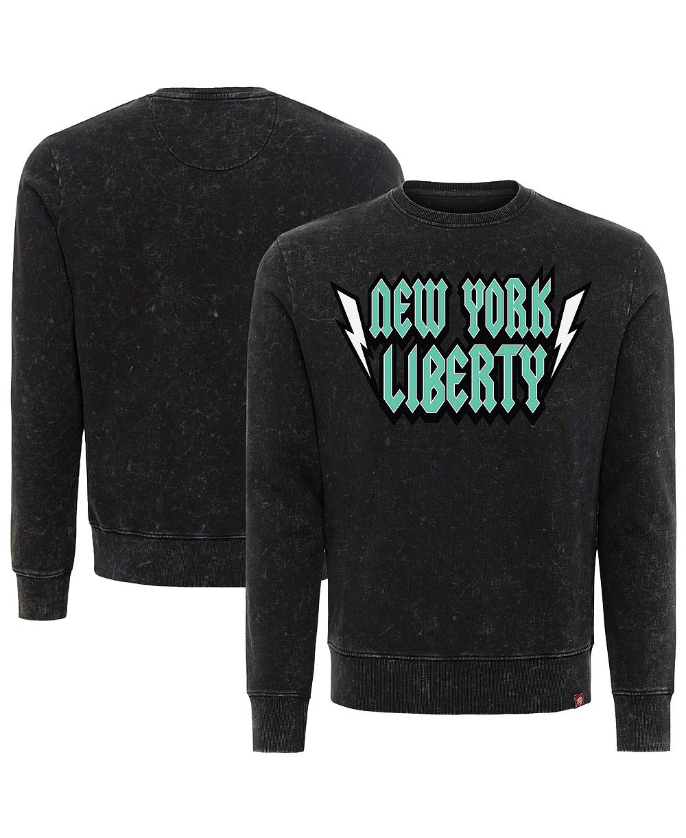 Свитшот Sportiqe Men's and Women's New York Liberty Rock Roll Collection Freddy Mineral Wash Pullover