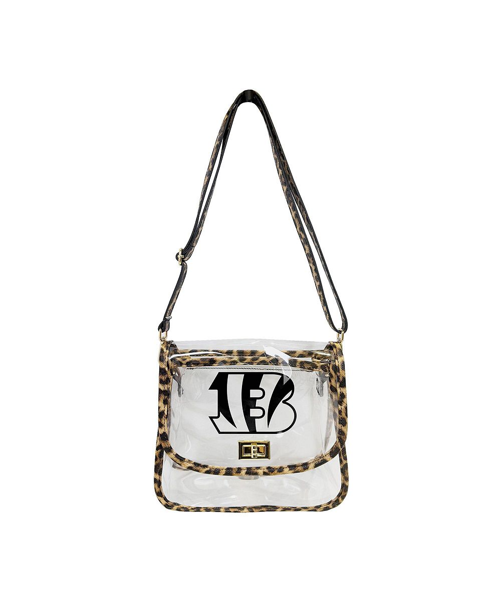 Logo Brands Cincinnati Bengals Leopard Print Trim Clear Purse