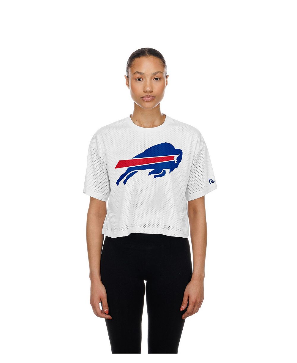 Футболка New Era Women's White Buffalo Bills Summer Mesh Cropped Boxy