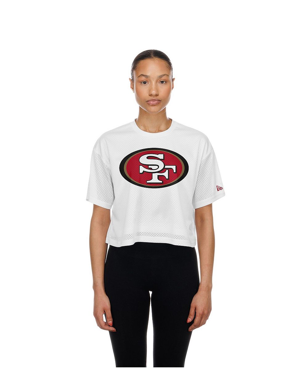 Женская укороченная сетчатая футболка New Era White San Francisco 49ers