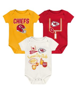 Outerstuff Baby Boys and Girls 3-Piece Kansas City Chiefs Littlest Player Bodysuit Set