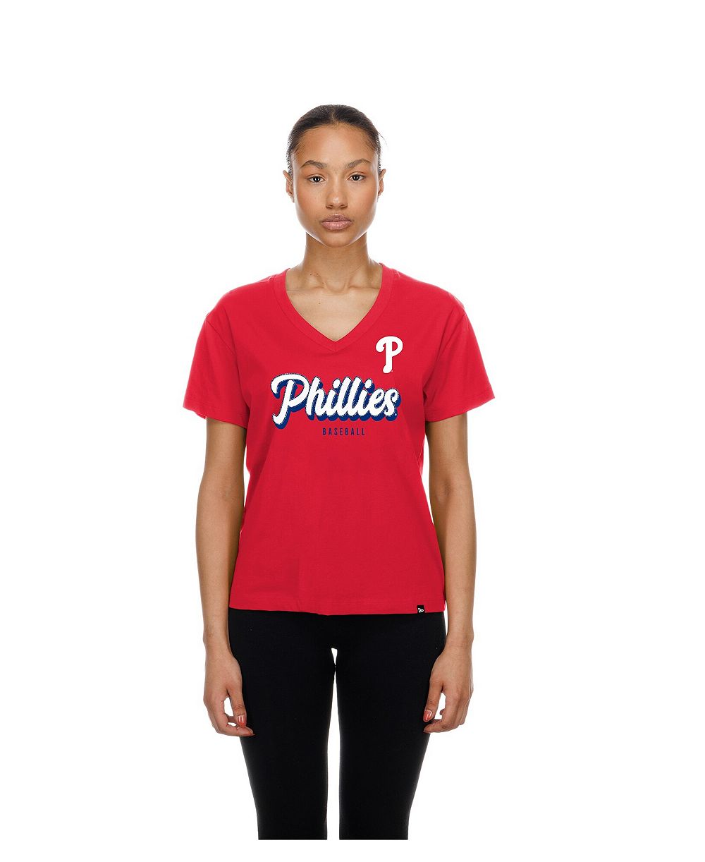 Женская футболка New Era Red Philadelphia Phillies V-Neck