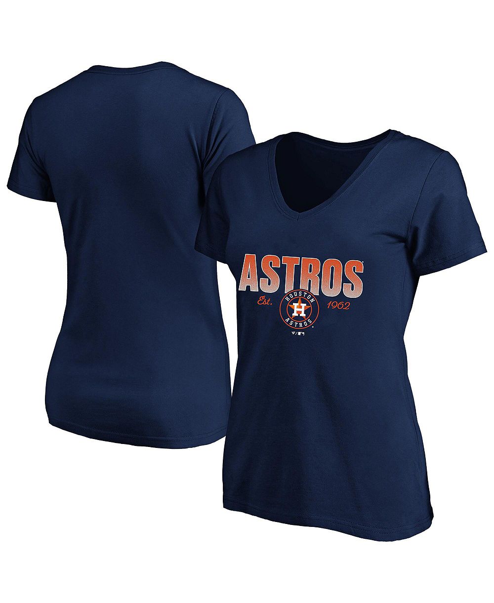 Женская футболка Fanatics Navy Houston Astros Plus Size Wordmark V-Neck