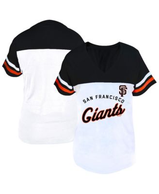 Fanatics Женская футболка San Francisco Giants Plus Size с двумя полосками, V-образный вырез, белая/черная