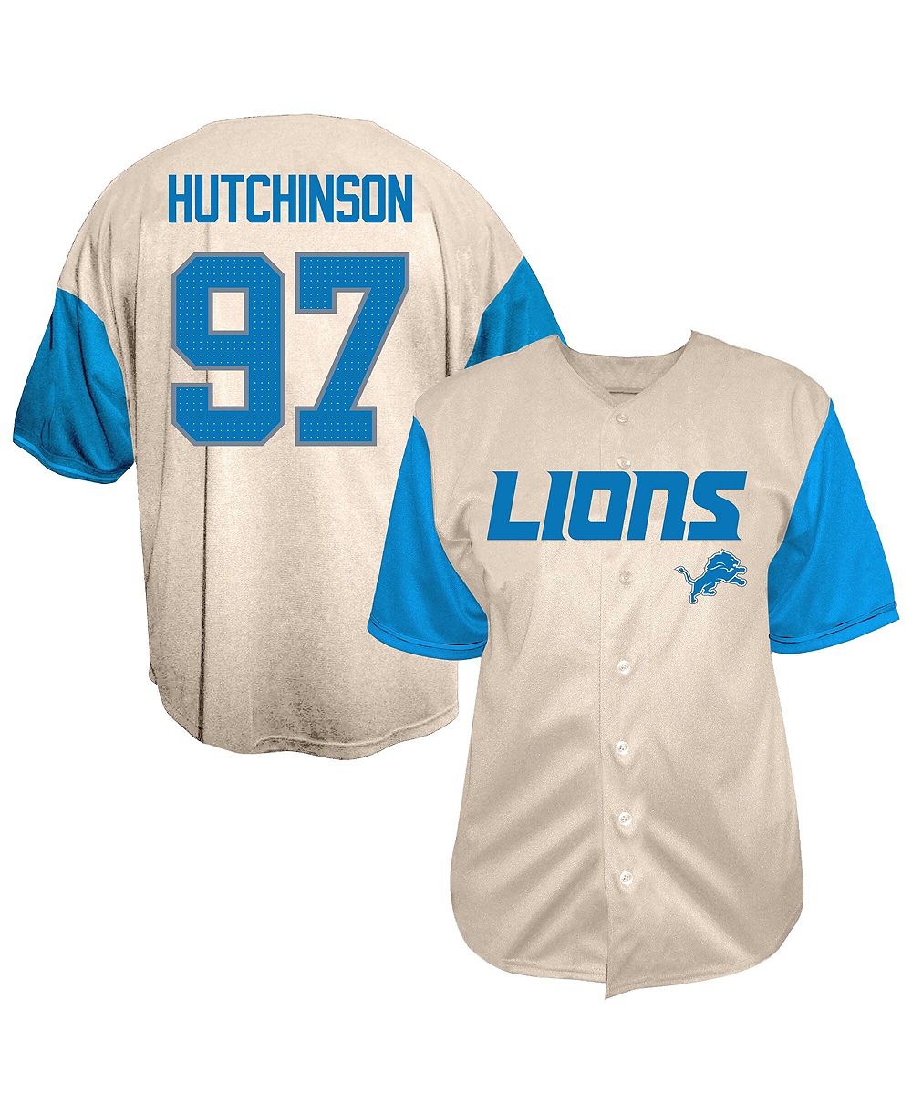 Мужская рубашка Fanatics Aidan Hutchinson Cream Detroit Lions Big & Tall Baseball Button-Up