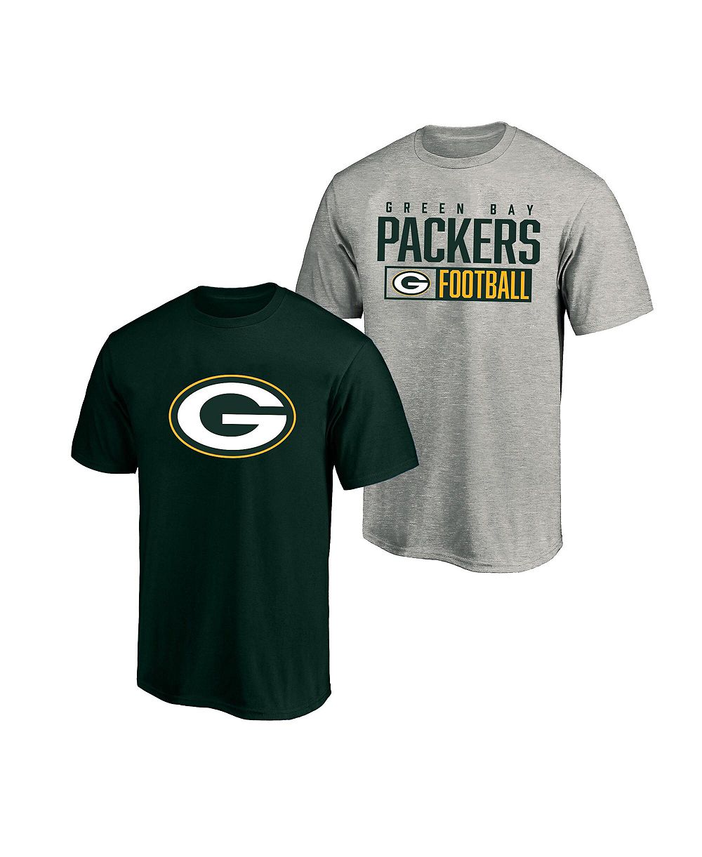 Fanatics Мужская футболка Green Bay Packers Big & Tall Heather Gray/Green 2 шт. в наборе