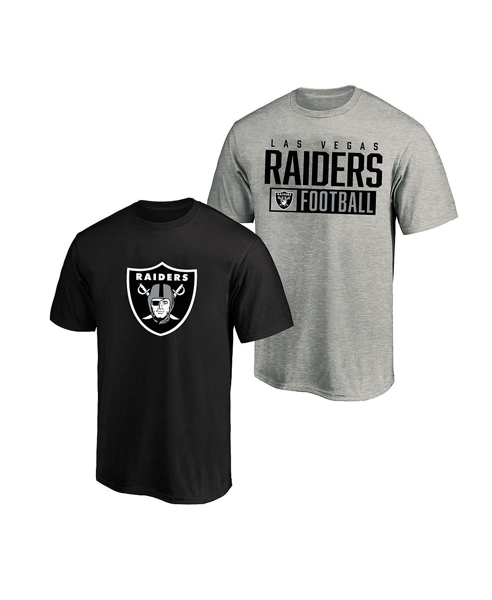 Fanatics Men's Heather Gray/Black Las Vegas Raiders Big & Tall T-Shirt 2-Pack