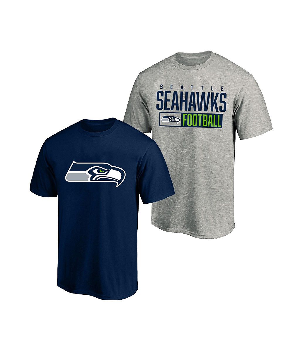 Мужская футболка Fanatics Heather Gray/College Navy Seattle Seahawks Big & Tall 2-Pack