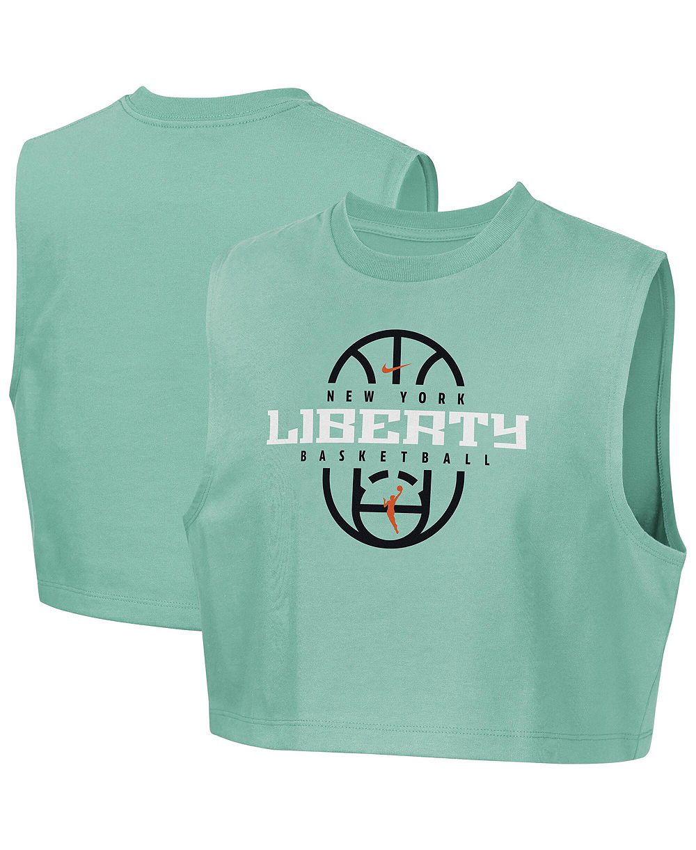 Nike Big Girls Mint New York Liberty 2026 Authentic Practice Sleeveless Cropped T-Shirt