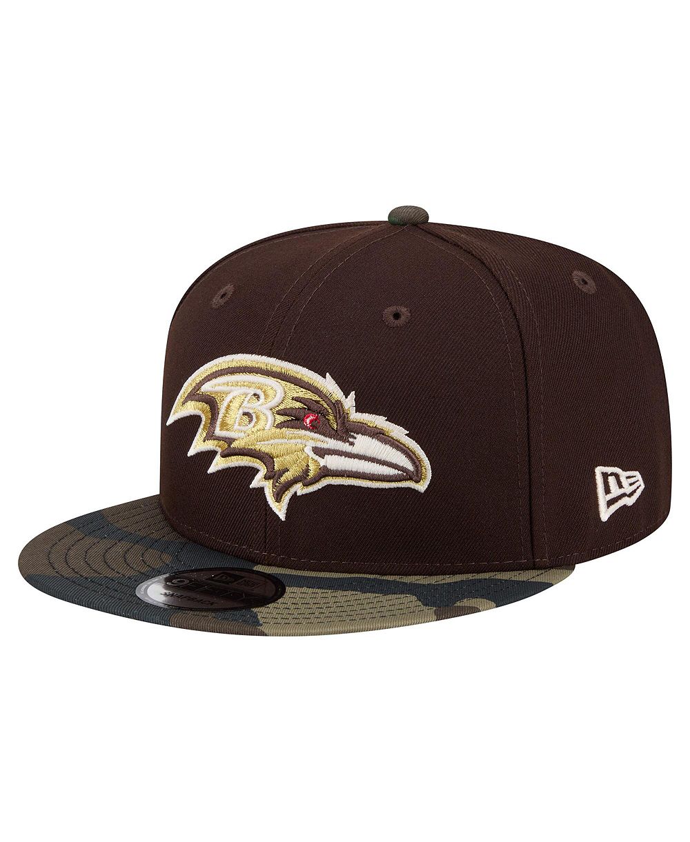 Мужская кепка New Era Dark Brown Baltimore Ravens Burnt Wood Camo 9FIFTY Snapback