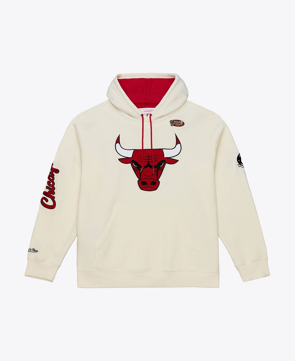 Mitchell & Ness Men's Cream Chicago Bulls Hardwood Classics Chainstitch Premium Fleece Hoodie