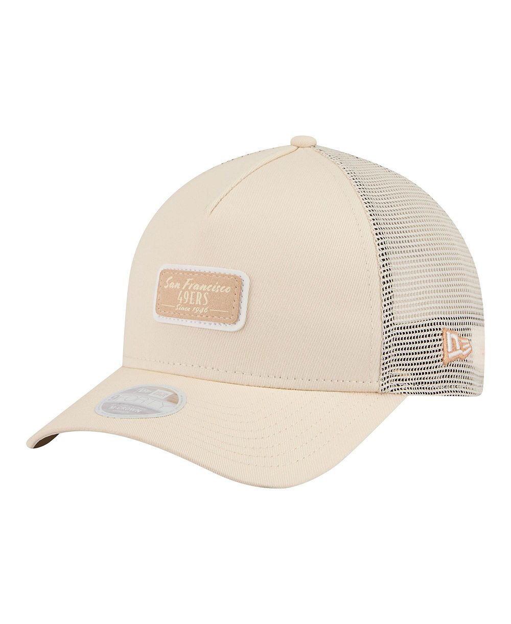 New Era Women's Cream San Francisco 49ers Tonal Patch M-Crown A-Frame 9FORTY Trucker Adjustable Hat