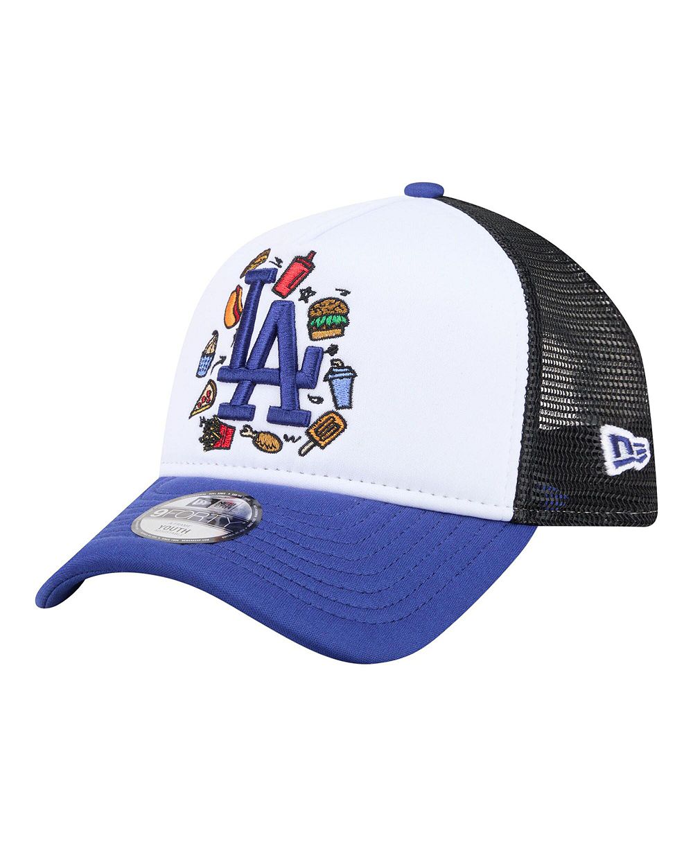 New Era кепка тракер 9FORTY A-Frame Food Los Angeles Dodgers для мальчиков и девочек, белая/королевская синяя