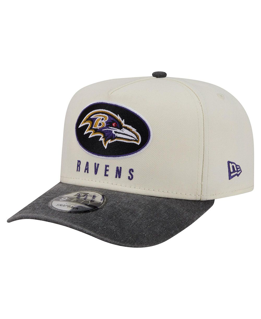 Мужская кепка New Era Cream/Black Baltimore Ravens Washed A-Frame 9FIFTY Snapback