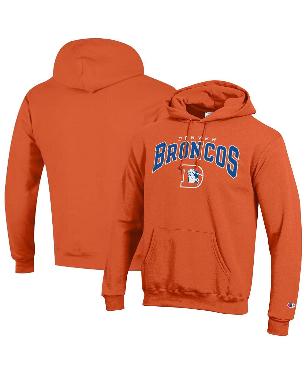 Champion Men's Orange Denver Broncos Powerblend Arch over Logo Hoodie