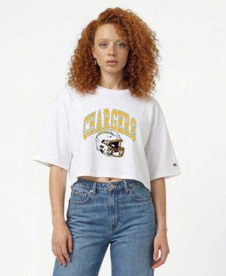 Champion Женская белая укороченная футболка Los Angeles Chargers Boyfriend Cropped