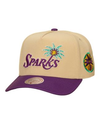 Мужская и женская кепка Mitchell & Ness Khaki/Purple Los Angeles Sparks Pro Pinch Snapback