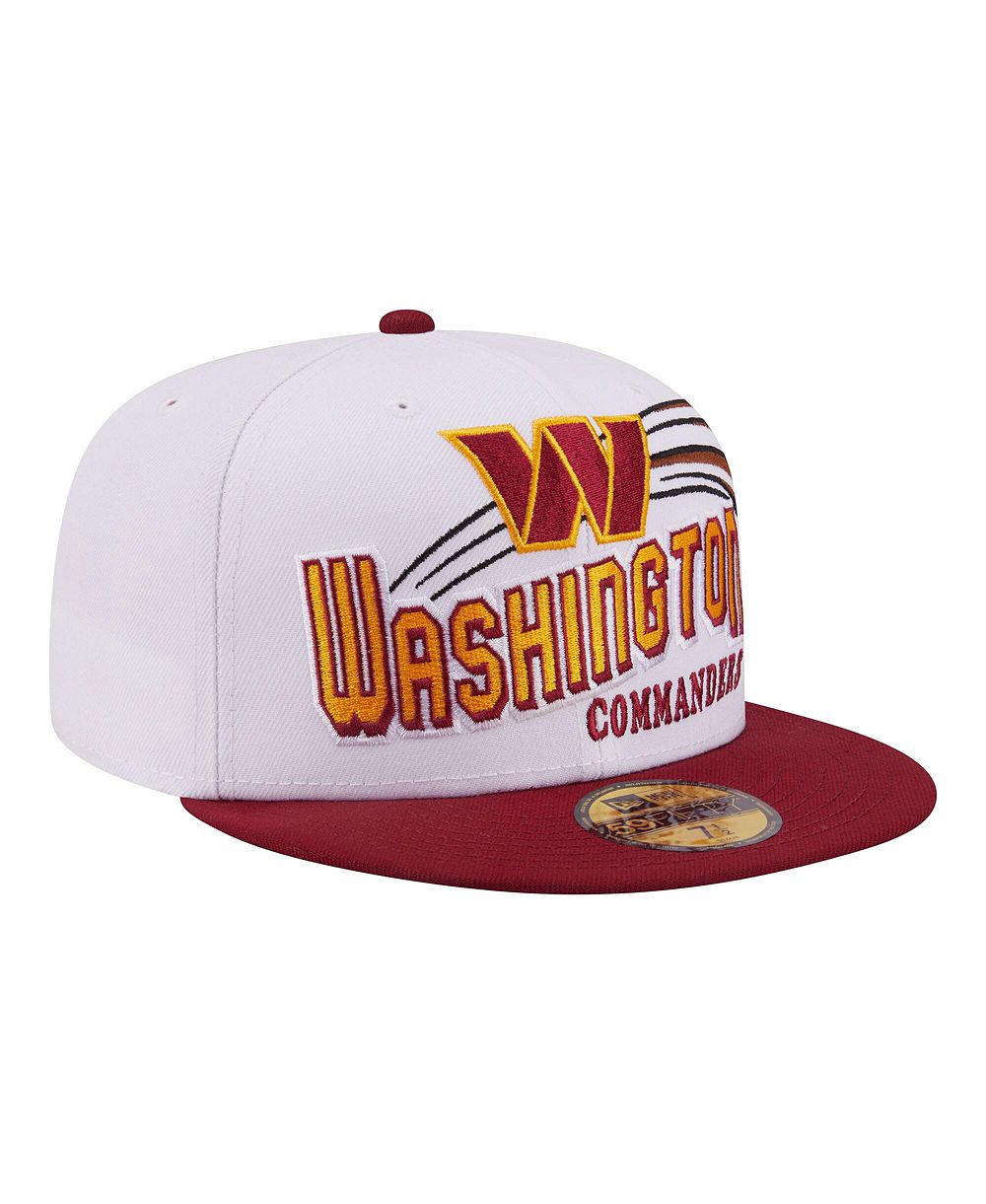 New Era Men's White/Burgundy Washington Commanders Retro Swoop 59FIFTY Fitted Hat