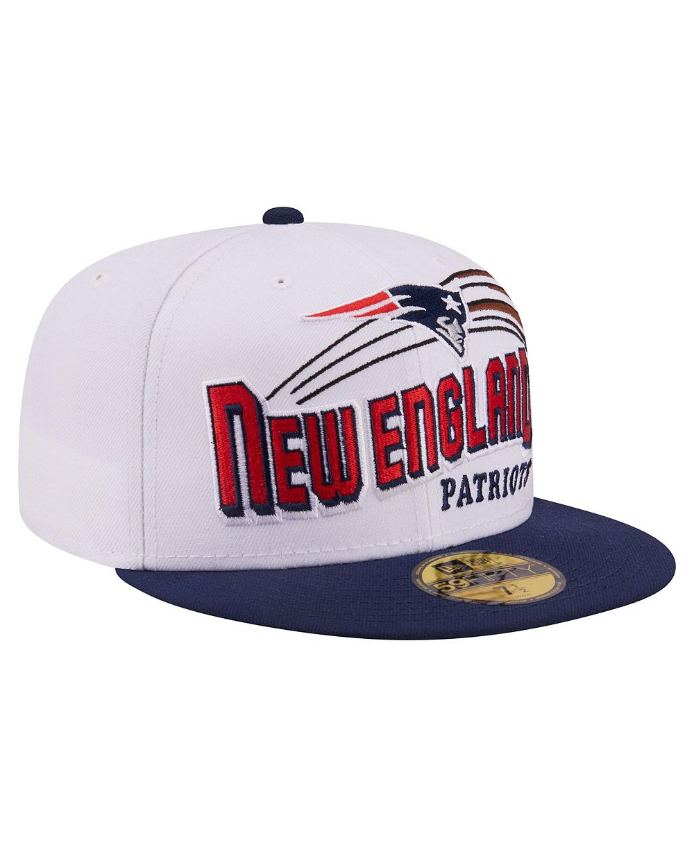New Era Men's White/Navy New England Patriots Retro Swoop 59FIFTY Fitted Hat