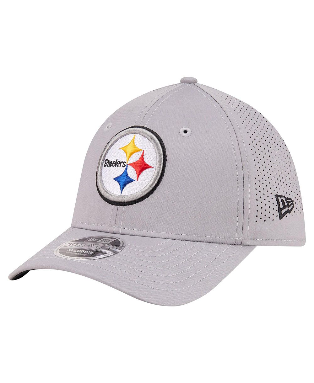 Мужская кепка New Era Gray Pittsburgh Steelers 39THIRTY M-Crown Flex Fit