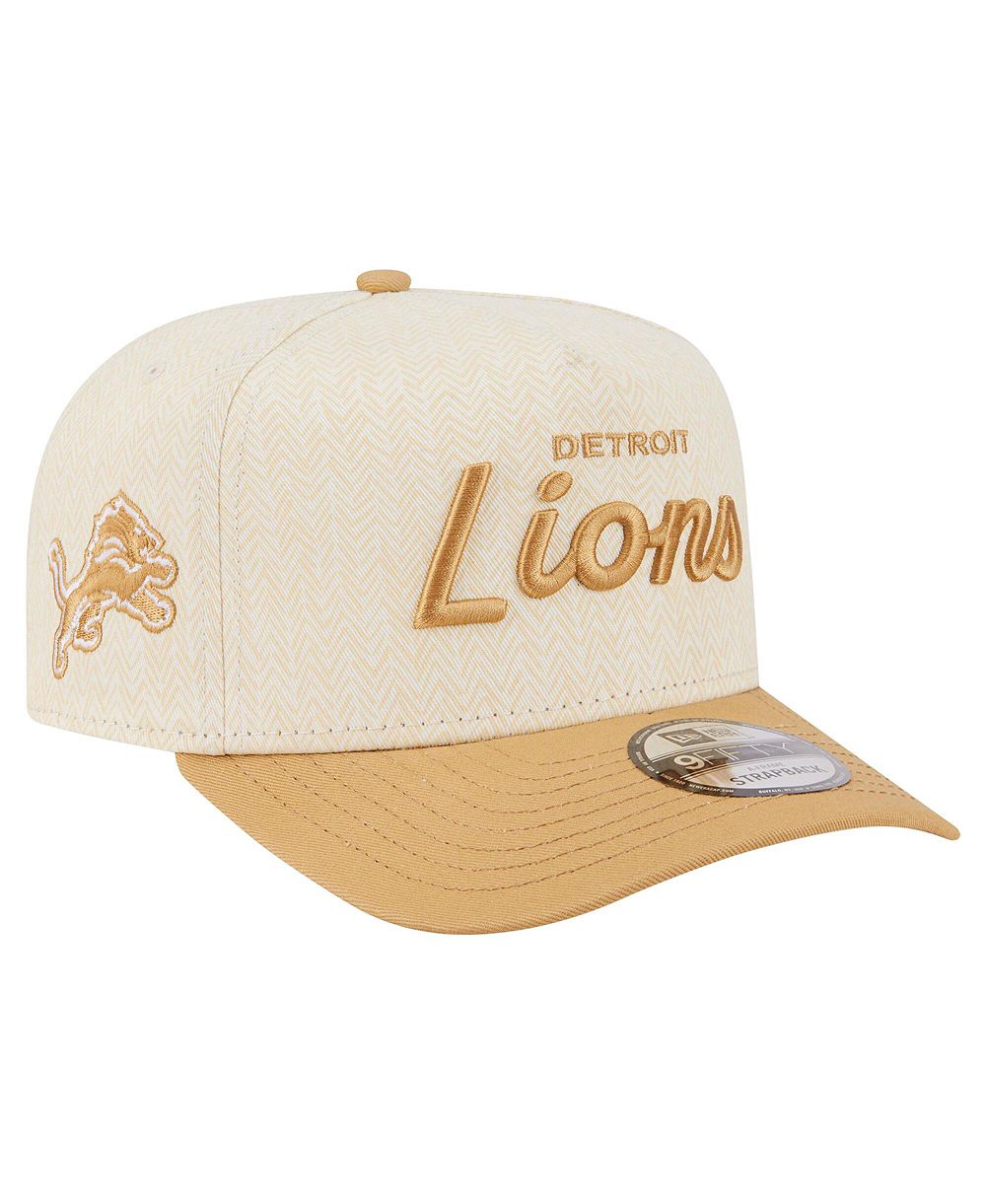Мужская кепка New Era Cream Detroit Lions Herringbone 9FIFTY A-Frame Snapback