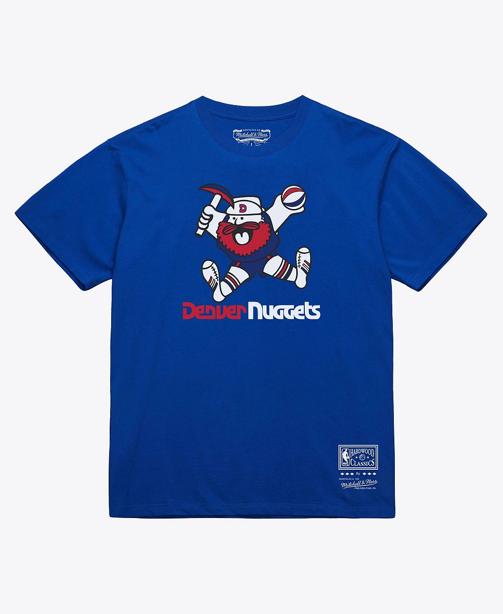 Мужская и женская футболка Mitchell & Ness Royal Denver Nuggets Hardwood Classics Arch