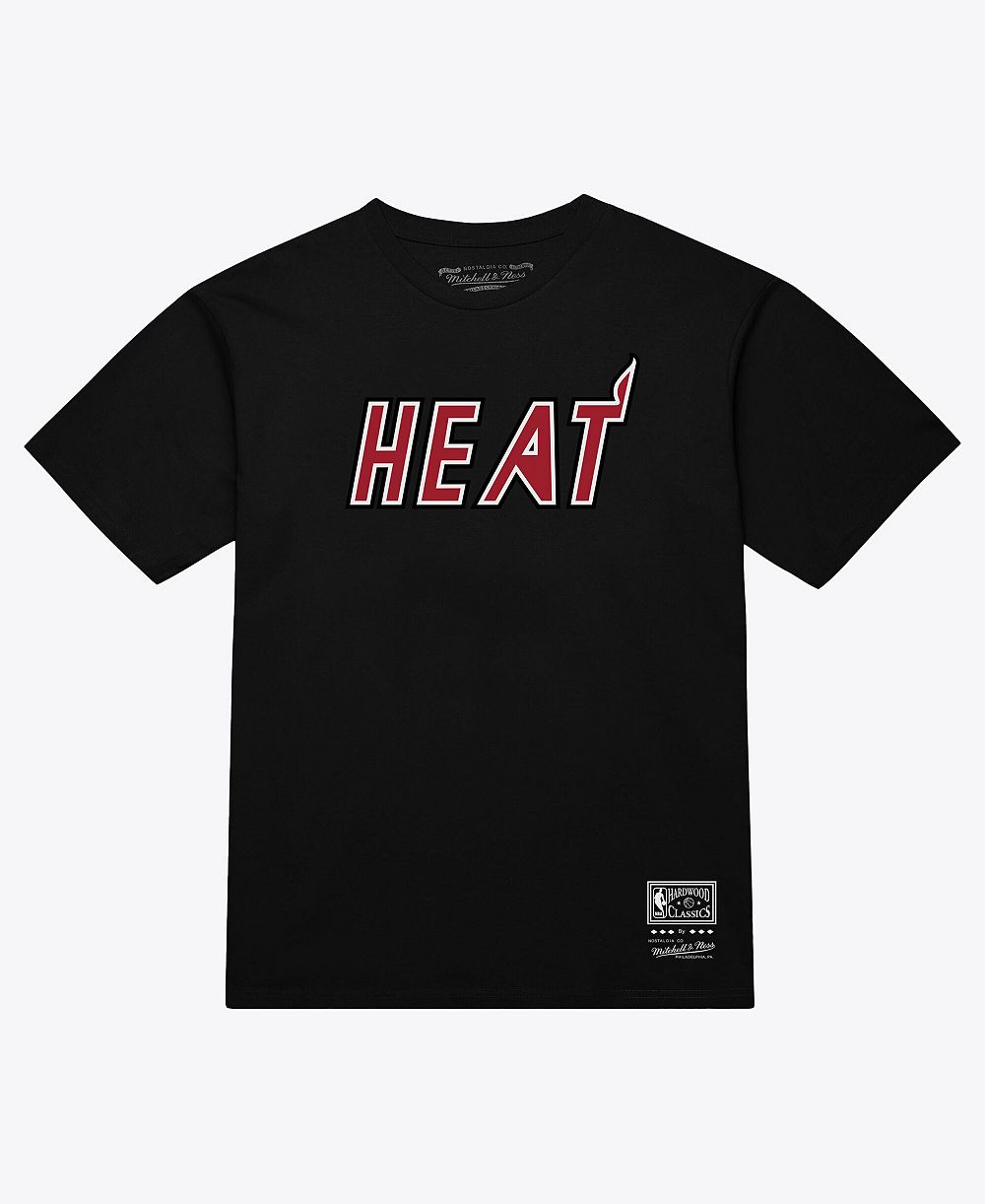 Mitchell & Ness Мужская и Женская черная футболка Mitchell & Ness Miami Heat Hardwood Classics Arch T-Shirt