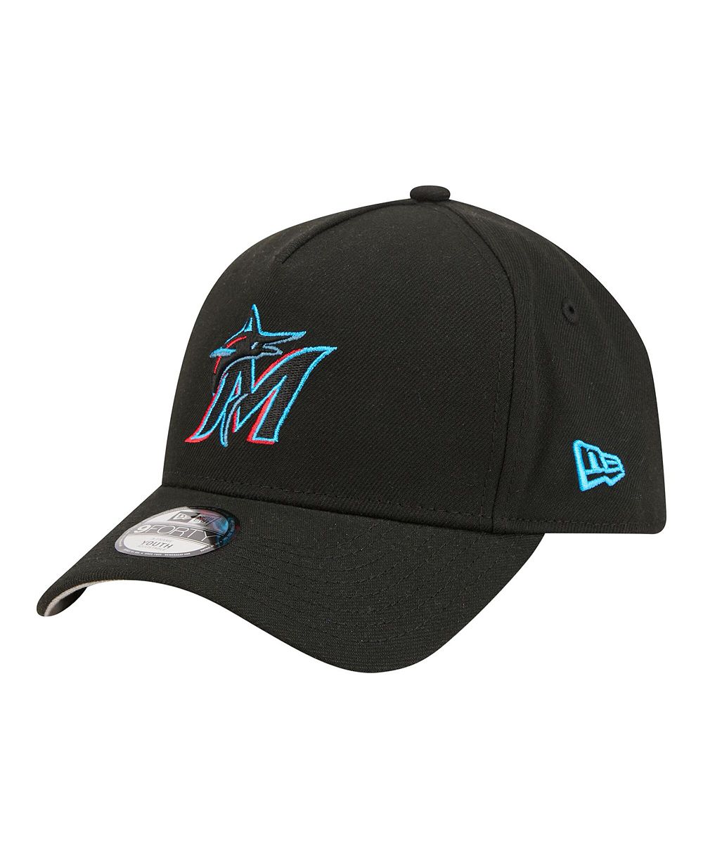 Кепка New Era Big Boys and Girls Black Miami Marlins 9FORTY A-Frame Adjustable