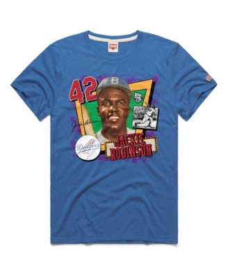 Homage Мужская синяя T-shirt Jackie Robinson Los Angeles Dodgers Topps 75 Remix Graphic