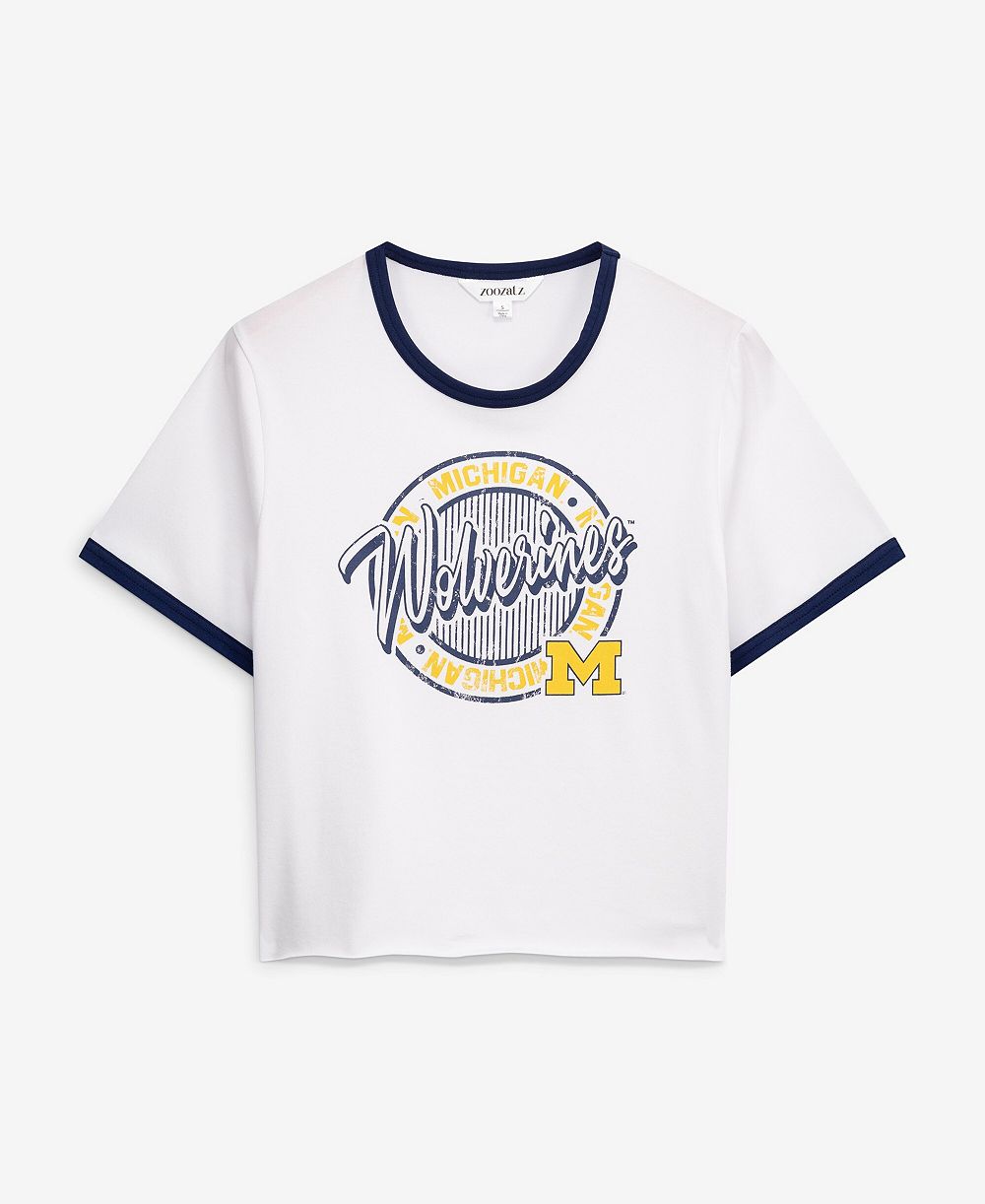 Женская ретро футболка ZooZatz Michigan Wolverines Tri-Blend белая