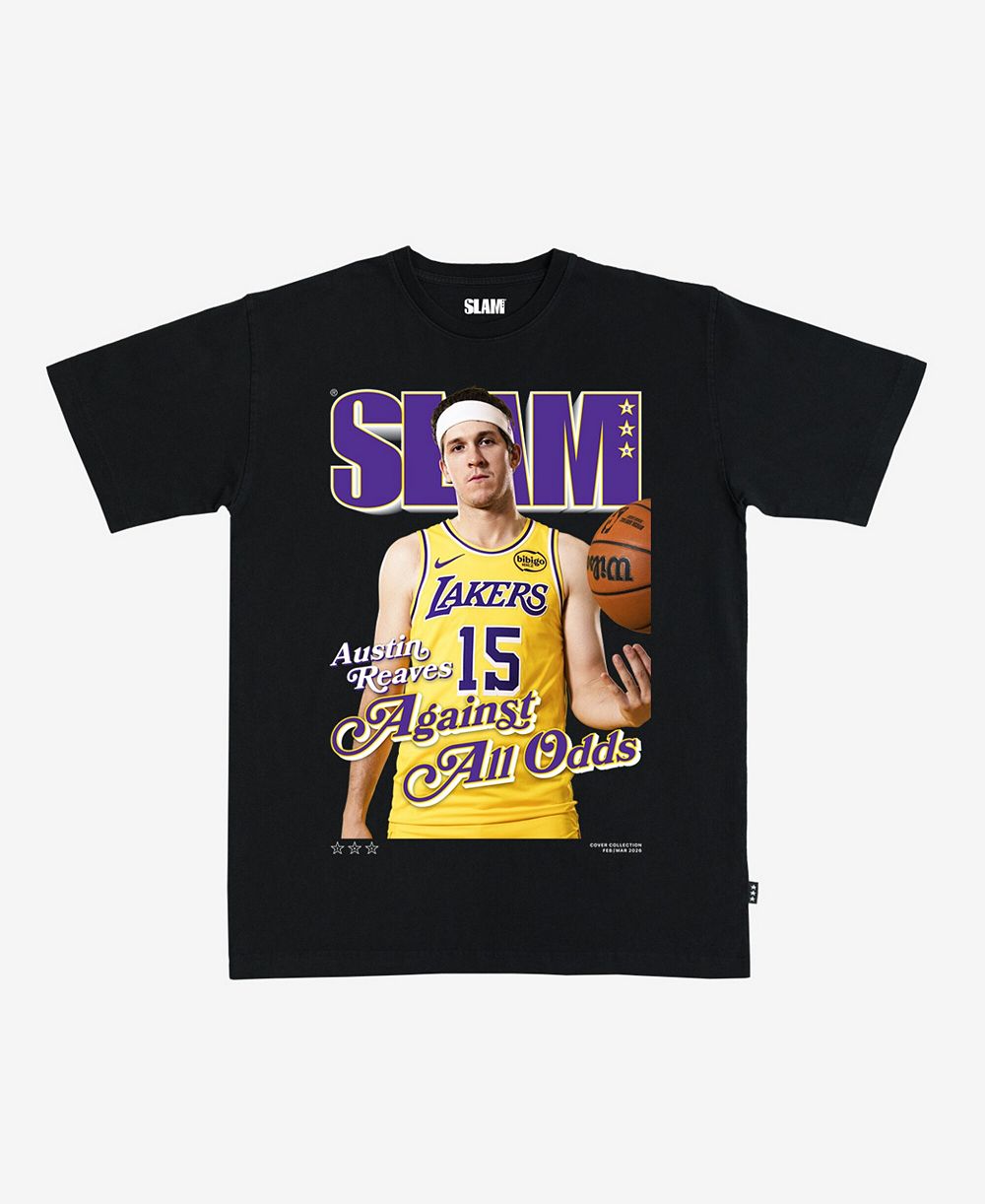 Slam Men's and Women's Austin Reaves Black Los Angeles Lakers Cover T-Shirt
