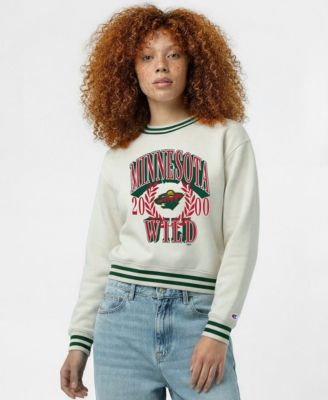 Champion Women's Cream Minnesota Wild Bold Laurels Reverse Weave Yarn Crewneck Sweatshirt