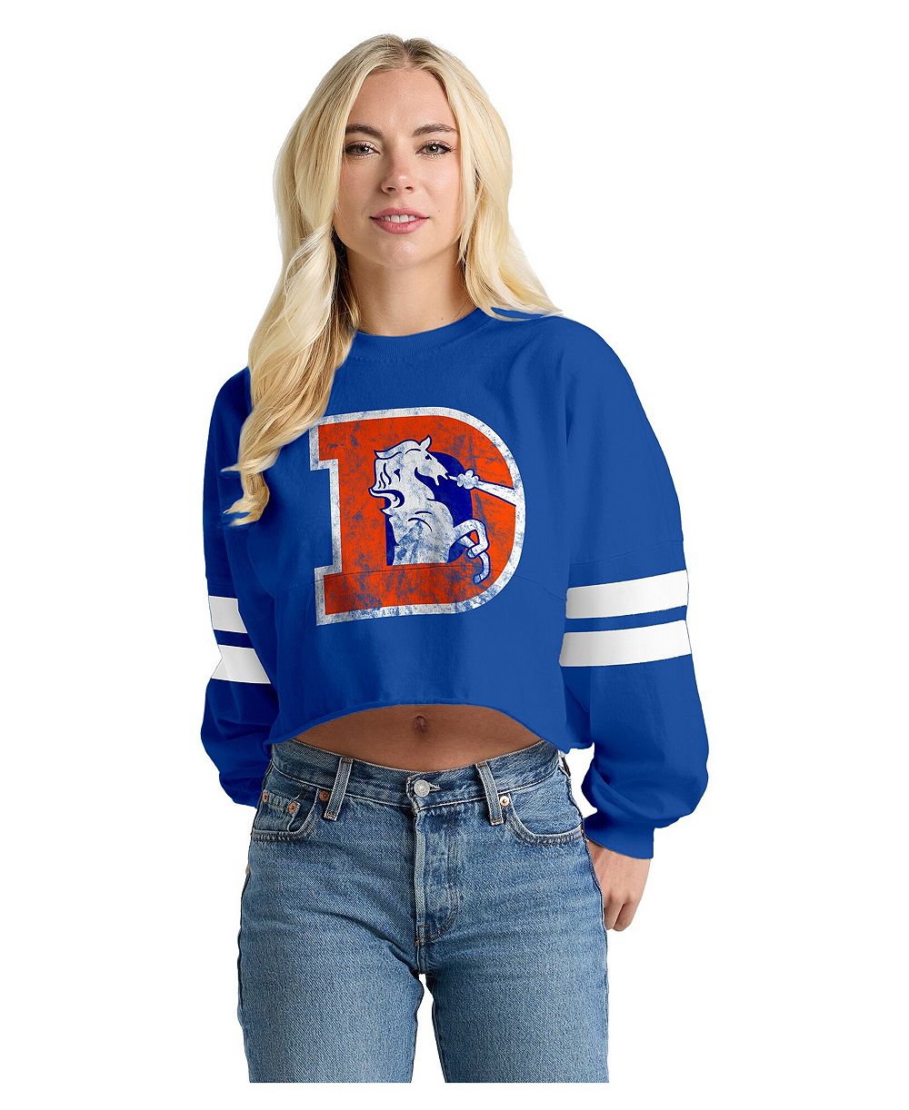 Женская футболка Spirit Jersey Denver Broncos Oversized Cropped Stripe Long Sleeve