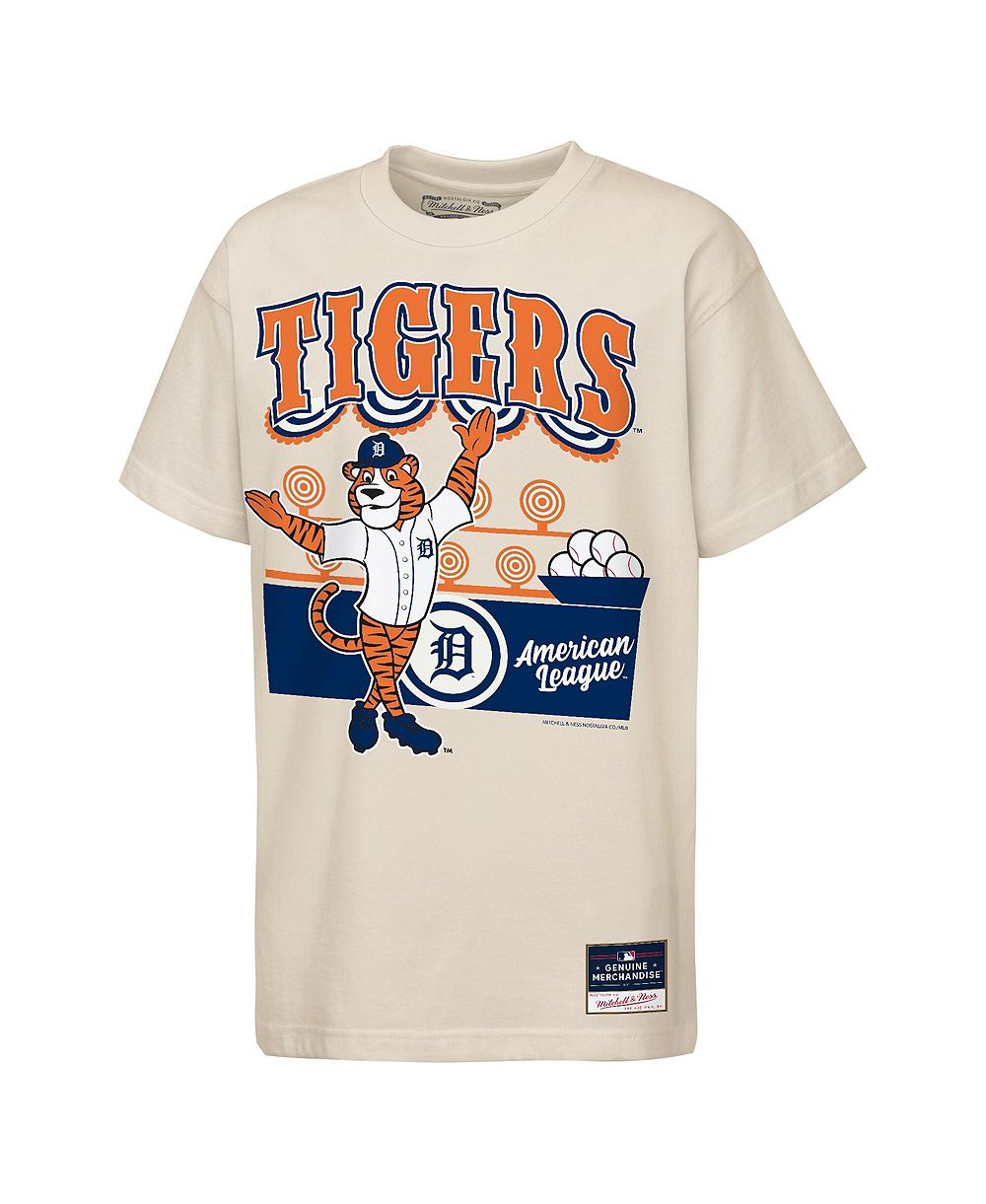 Mitchell & Ness Детская футболка Detroit Tigers Step Back Up Mascot в кремовом цвете