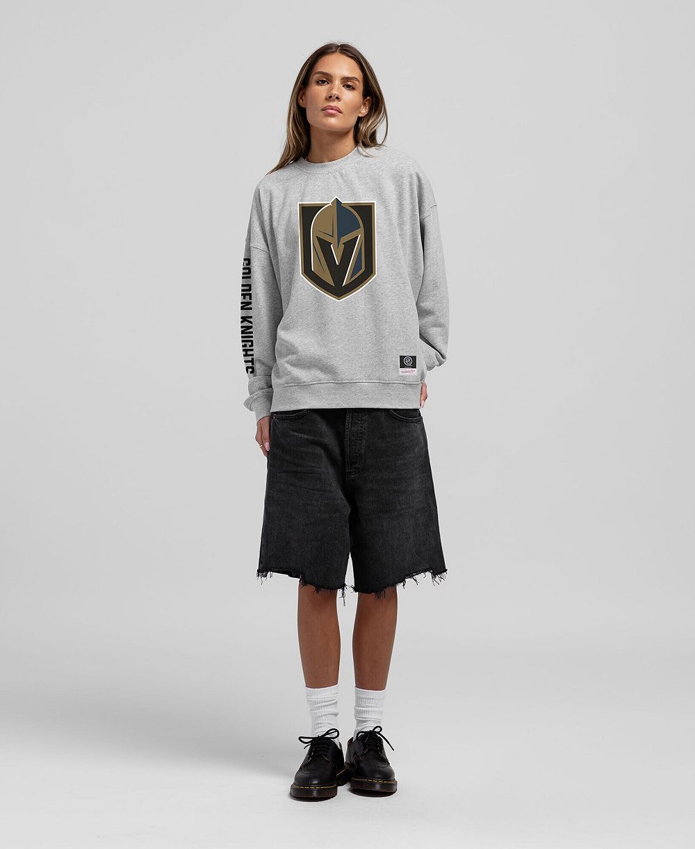 Женский оверсайз свитшот Mitchell & Ness Heather Gray Vegas Golden Knights Core 3-Hit
