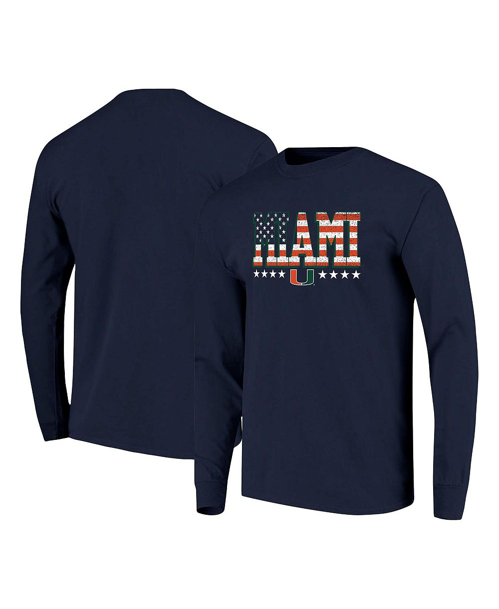 Мужская футболка Image One Men's Navy Miami Hurricanes Tall Type Flag Long Sleeve