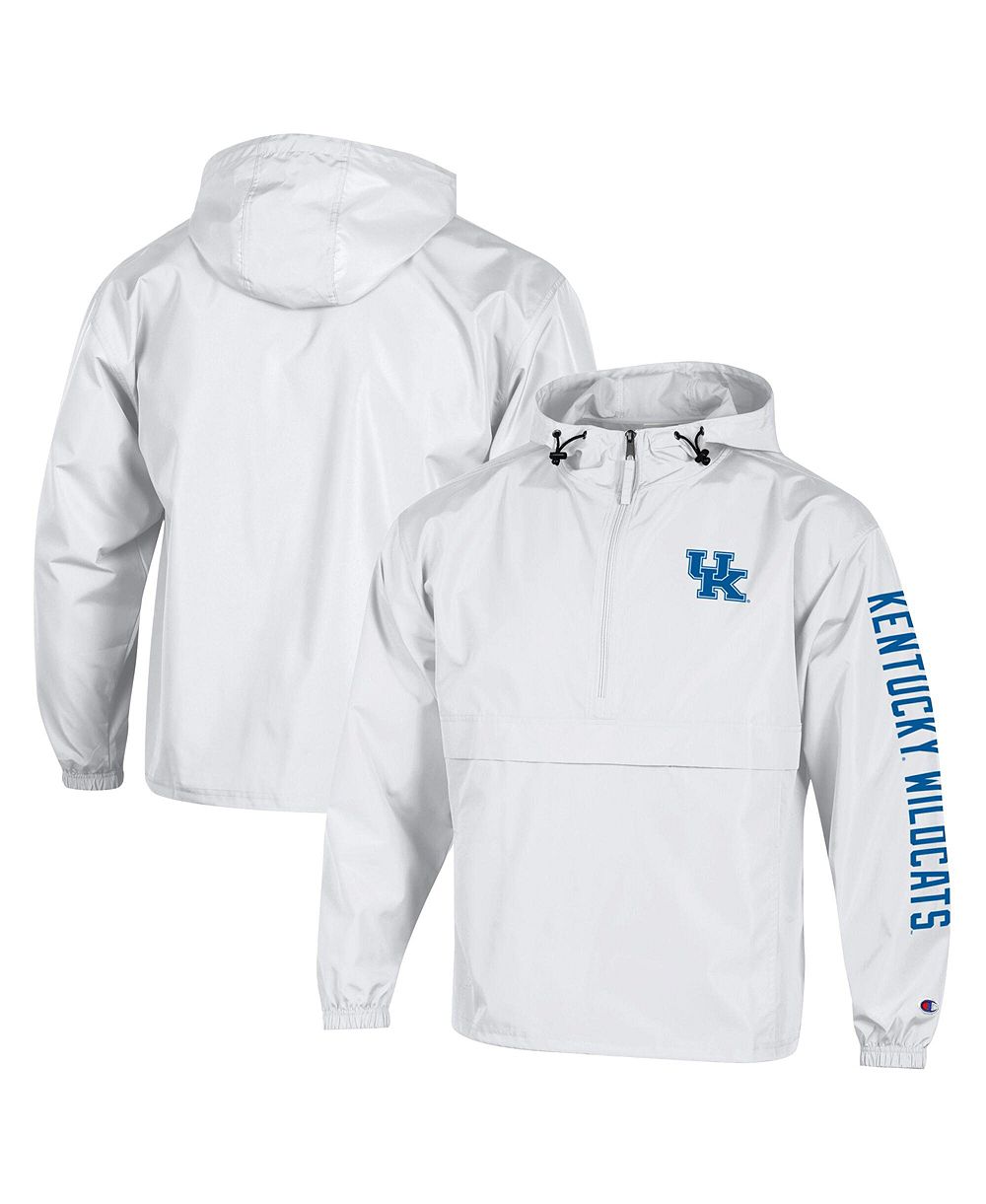 Champion Мужской White Kentucky Wildcats Cloud Packable Half-Zip Hooded Jacket