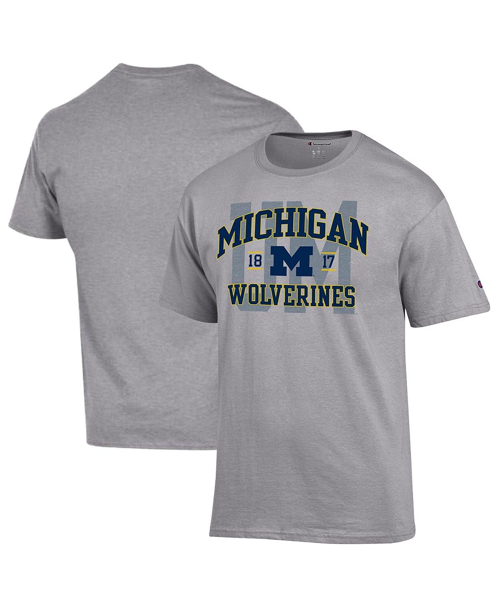 Мужская футболка Champion Heather Gray Michigan Wolverines Varsity