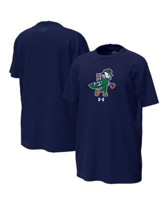 Under Armour Big Boys and Girls Navy Notre Dame Fighting Irish Golfing Leprechaun Tech Stretch Performance T-Shirt