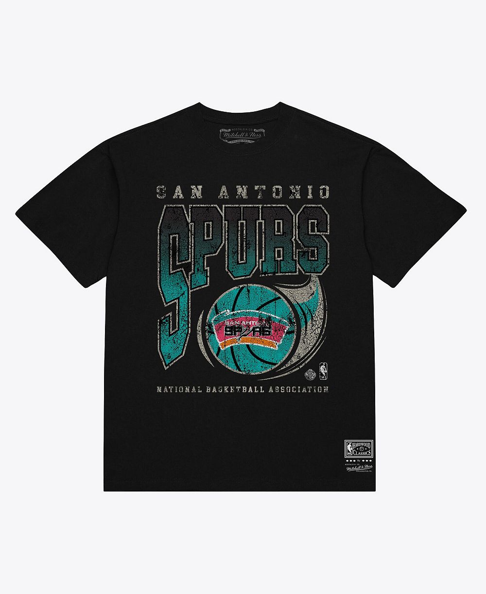 Мужская футболка Mitchell & Ness Black San Antonio Spurs Ball Out