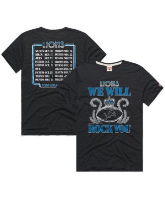 Футболка Homage Detroit Lions 2026 NFL Schedule Queen Tri-Blend Charcoal для мужчин и женщин
