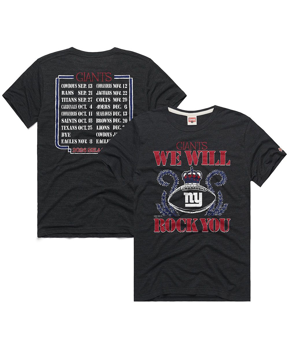 Мужская и женская футболка Homage Charcoal New York Giants 2026 NFL Schedule Queen Tri-Blend