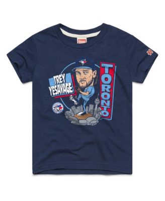 Homage Big Boys and Girls Trey Yesavage Navy Toronto Blue Jays Caricature Tri-Blend T-Shirt