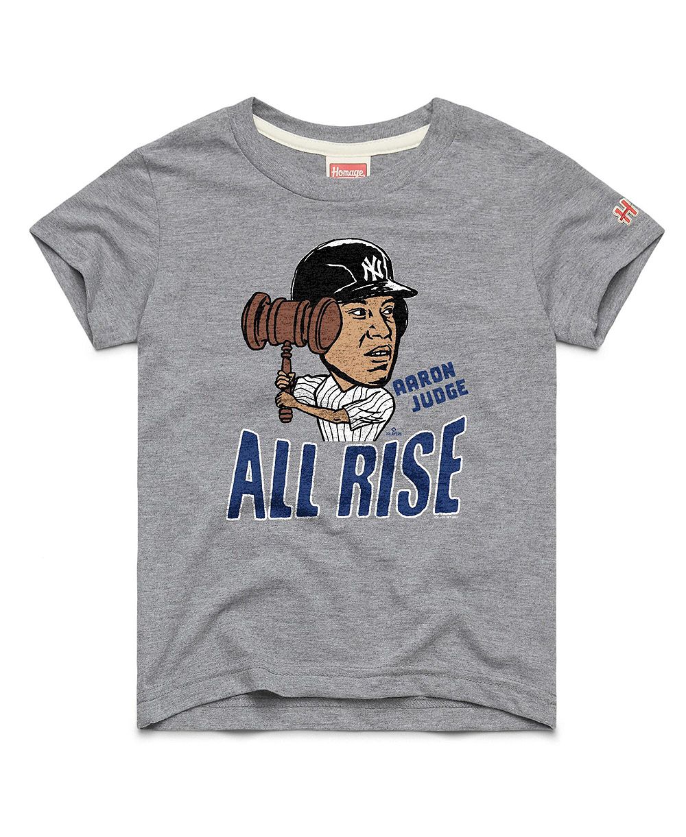 Детская футболка Homage Aaron Judge Gray New York Yankees Caricature Tri-Blend