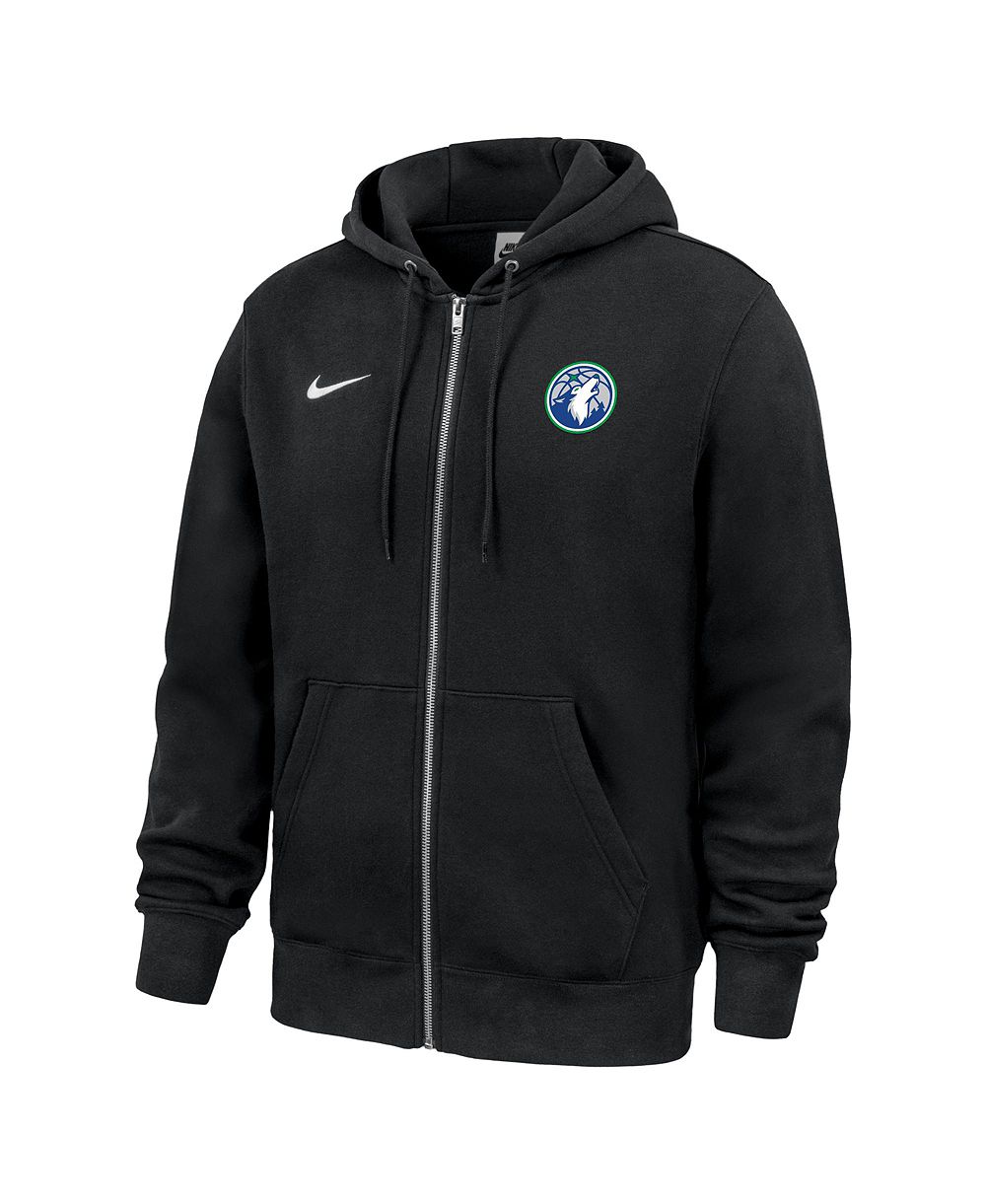 Мужская худи Nike Minnesota Timberwolves Club Fleece Full-Zip в цвете Black